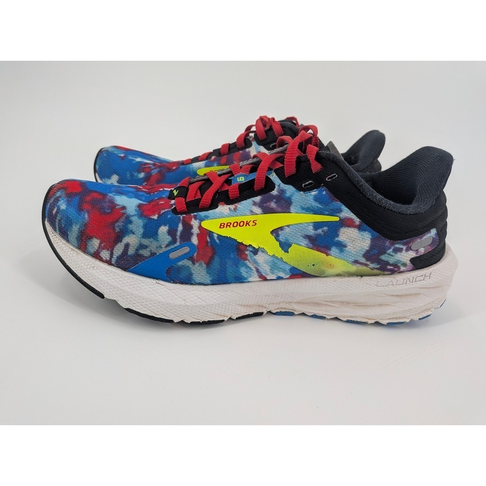 Brooks Launch 9 Tie Dye Running Shoes Blue Red Yellow 1203731B446 Mens 7.5